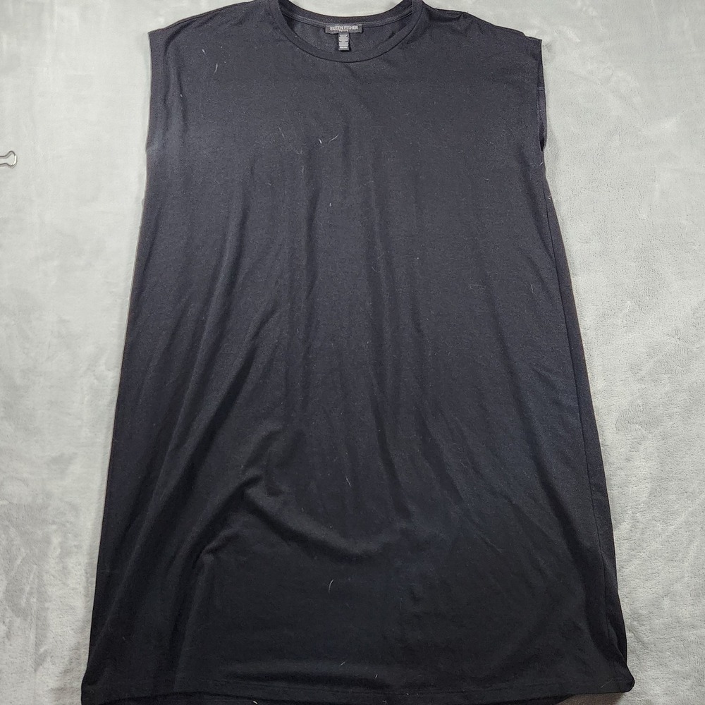 Eileen Fisher Tencel Cap sleeve t shirt dress Black Stretch Petiteβ PM